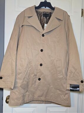 Banana Republic XL Tan Trench Coat Mid Length NWT Button Epitaphs Classic Preppy